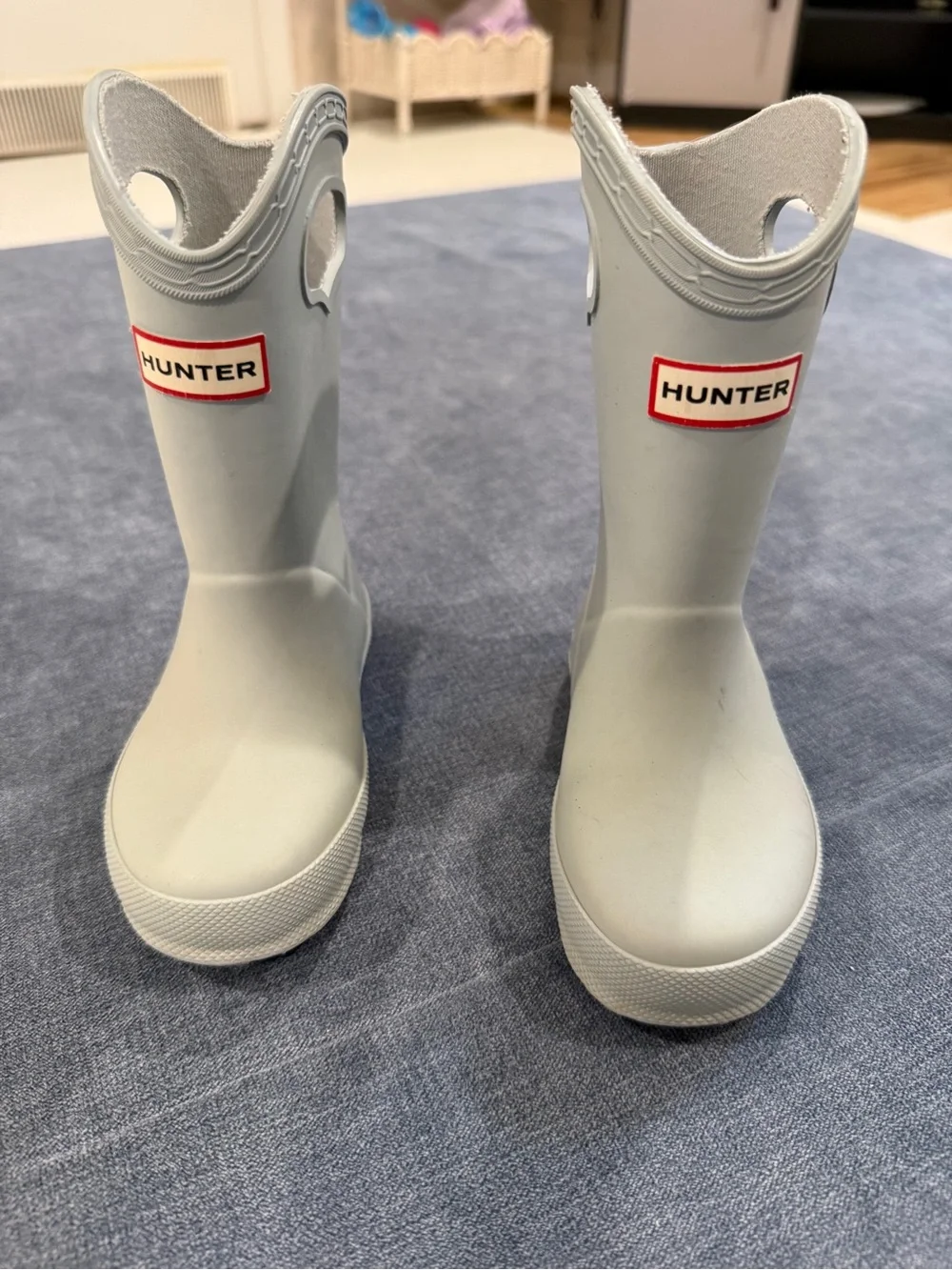 Hunter Kids Light Gray Pull-On Waterproof Rain Boots